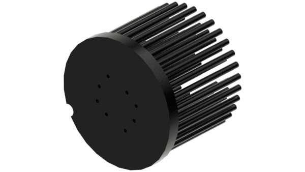 Zhaga LED pin fin heat sink, ø86mm, H 68mm, Base 8mm, Black anodized