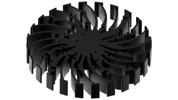 Modular LED star heat sink, ø134mm, H 20mm, Black anodized – Bild 3