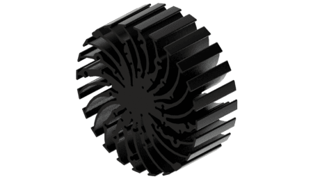 Modular LED star heat sink, ø134mm, H 50mm, Black anodized