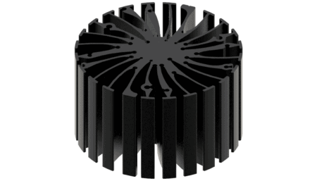 Modular LED star heat sink, ø86mm, H 50mm, Black anodized