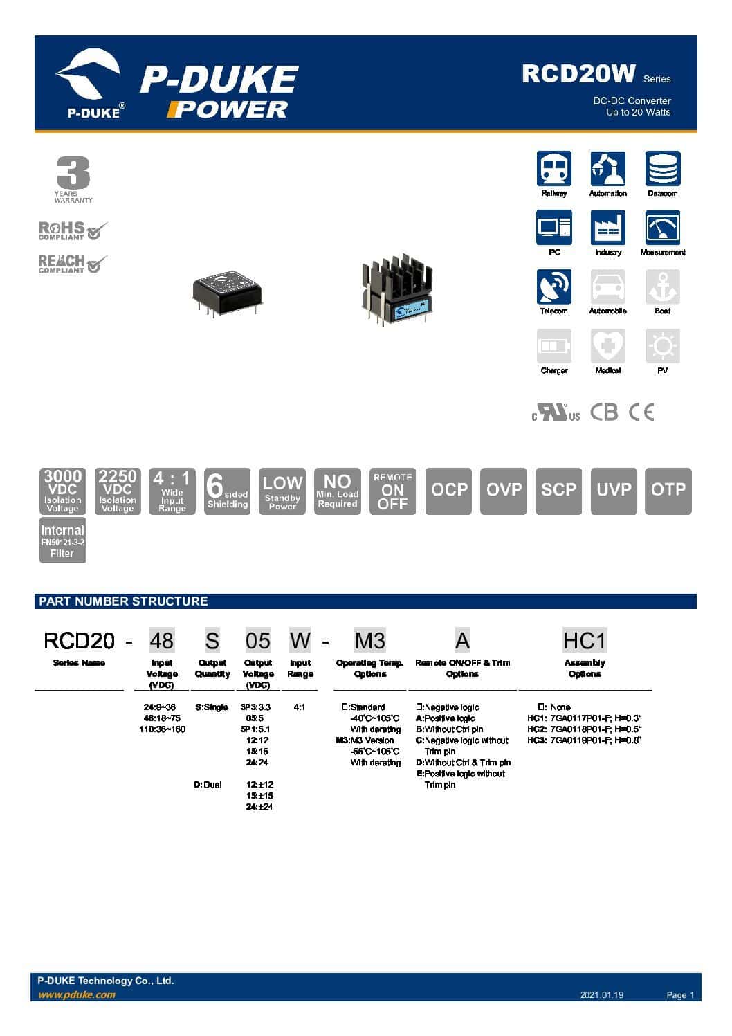 RCD20W Fiche technique pdf