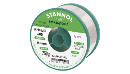 Solder wire crystal 600, Sn96,5Ag3Cu0,5 - FLOWTIN TSC305 - Fairtin, 0.8mm, 250g