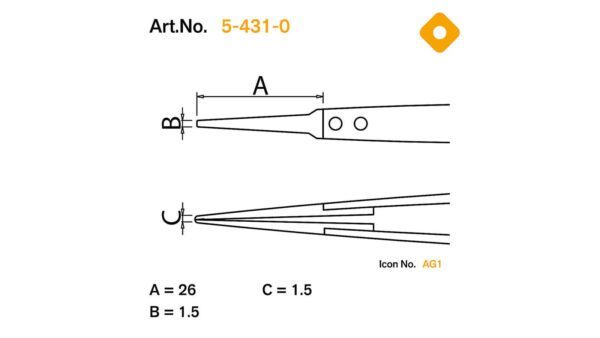 ESD Pinzette mit auswechselbaren Spitzen 1,5mm breit, leitend – Bild 2