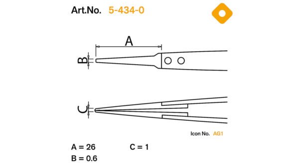 ESD Pinzette mit auswechselbaren Spitzen 0,6mm breit, leitend – Bild 2