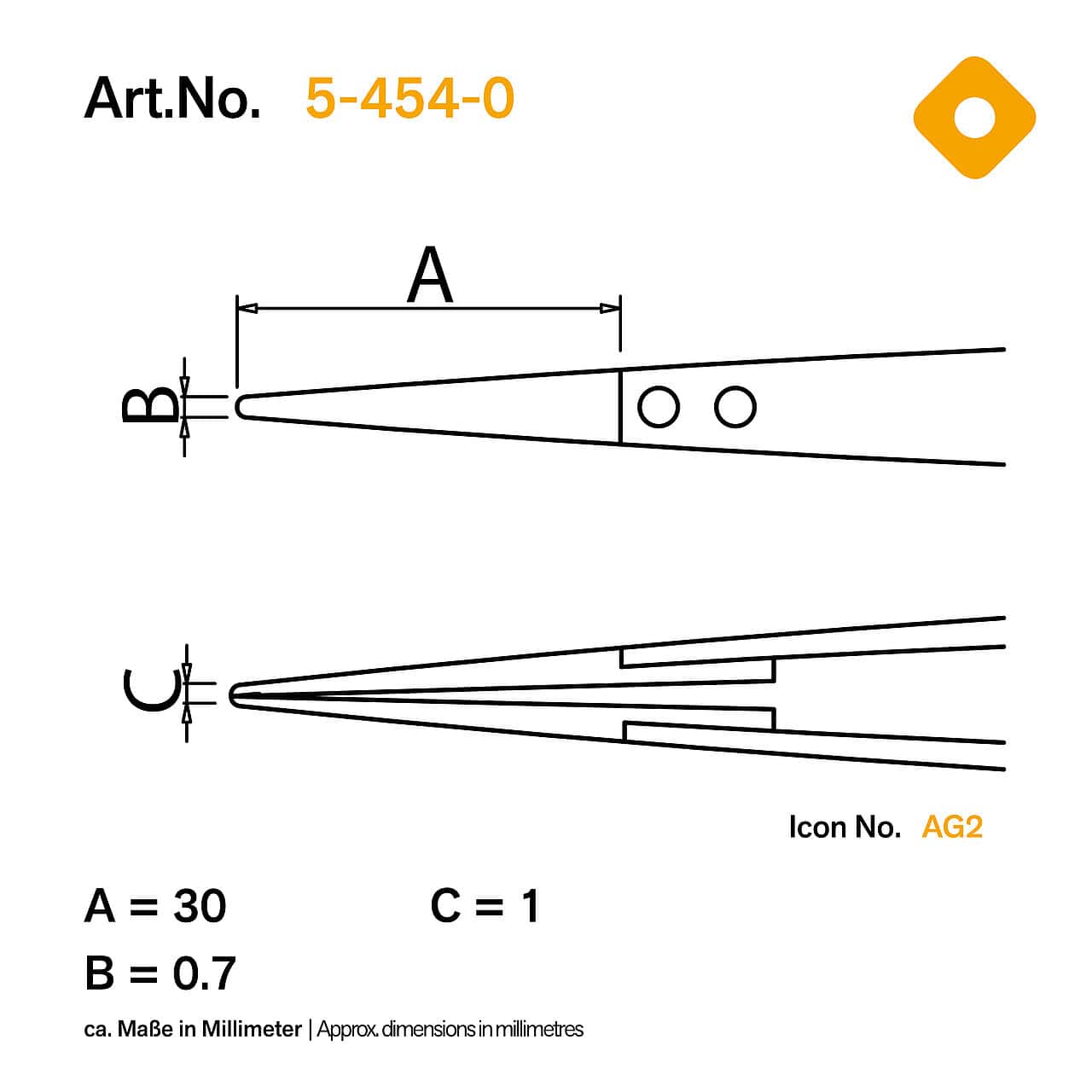 ESD Keramik Pinzette mit auswechselbaren Spitzen 0,7mm breit, ableitfähig – Bild 2