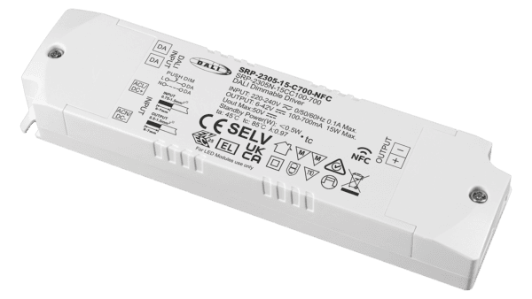 15W DALI2 DT6, AC-PUSH, Konstantstrom LED Treiber, 100-700mA, NFC