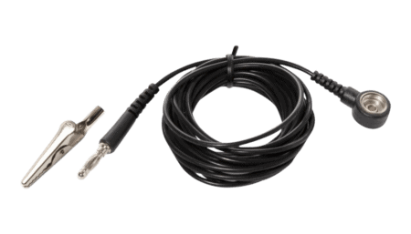 ESD earthing cable, push-button/banana plug/crocodile clip 1.5m or 3m