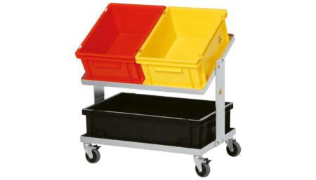 ESD transport trolley double-decker for storage containers, 615 x 415 x 505 mm