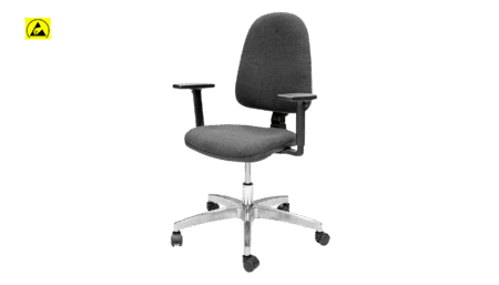 ESD work chair with armrests, black, 465 - 550 mm