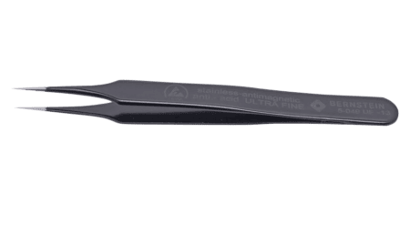 ESD SMD tweezers ULTRA FINE 110mm shape 4 stainless steel, very sharp, dissipative