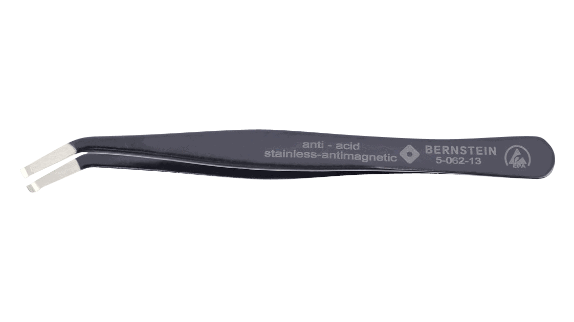 ESD SMD Pinzette 115 mm Form 58 Edelstahl Spitze Ø 0,8x3,0 mm 35° ableitfähig