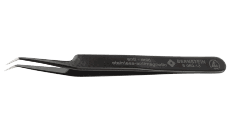 ESD SMD tweezers 115mm shape 5abb-Z stainless steel angle 30° serrated, dissipative