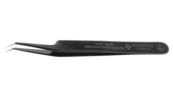 ESD SMD Pinzette 115mm Form 5abb-Z Edelstahl Winkel 30° gezahnt, ableitfähig