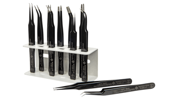 ESD SMD Pinzetten-Satz geometrisch 11 tlg mit Halter TWEEZ