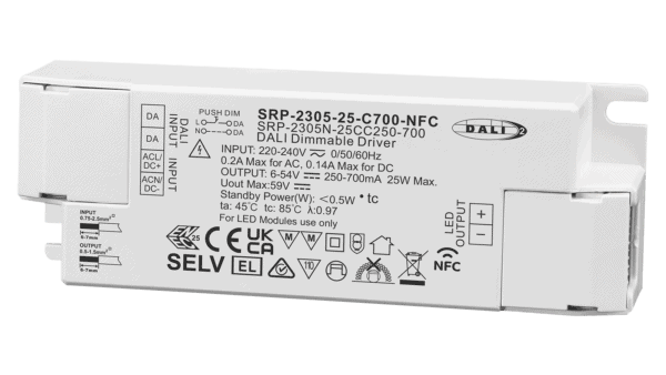 25W DALI2 DT6, AC-PUSH, Konstantstrom LED Treiber, 250-700mA, NFC – Bild 2