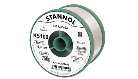 Solder wire KS100, Sn99,3Cu0,7 - FLOWTIN TC, RE L0, 0.3mm, 250g