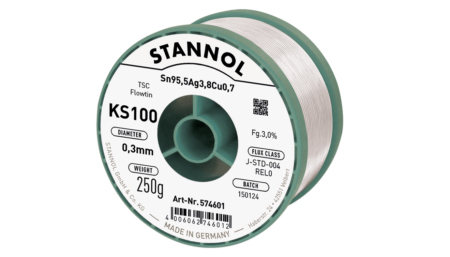 Solder wire KS100, Sn95,5Ag3,8Cu0,7 - FLOWTIN TSC, RE L0, 0.3mm, 250g