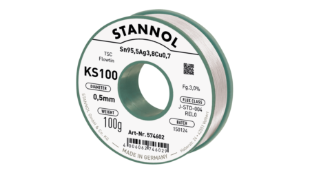 Solder wire KS100, Sn95,5Ag3,8Cu0,7 - FLOWTIN TSC, RE L0, 0.5mm, 100g