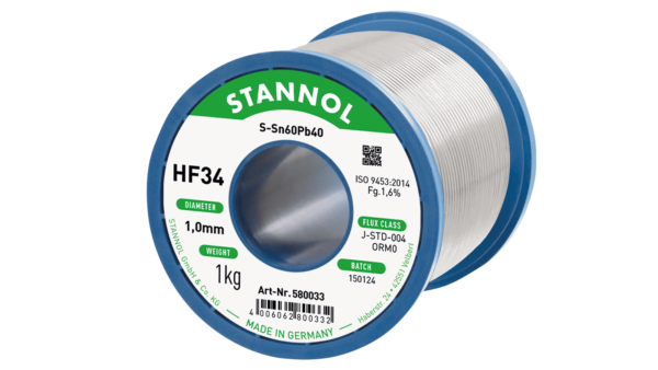 Lötdraht HF34, Sn60Pb40, OR M0, 1mm, 1000g