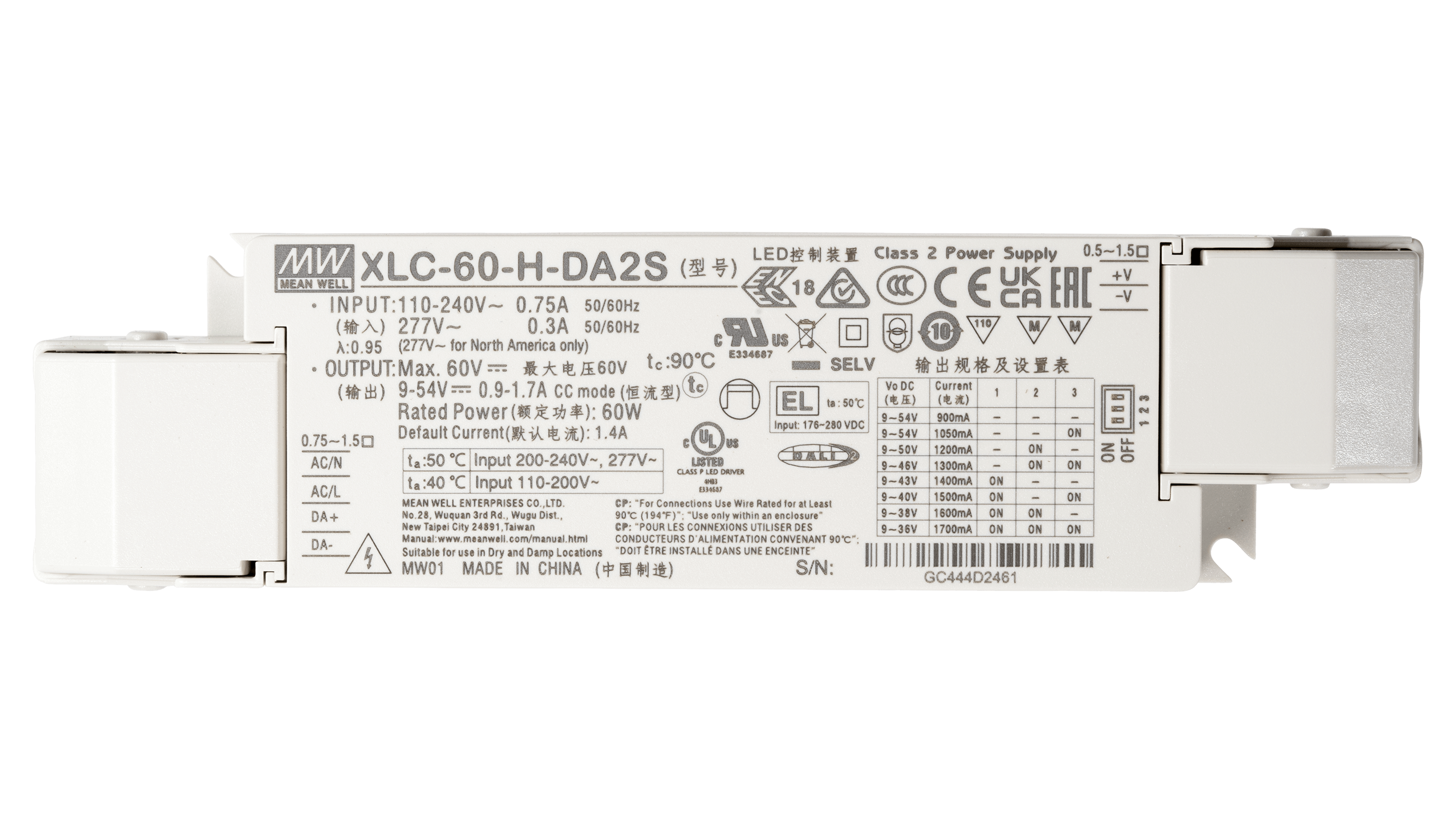 60W LED Betriebsgerät 900mA bis 1700mA/9V...54V, DALI2, AC Push, Independent – Bild 2