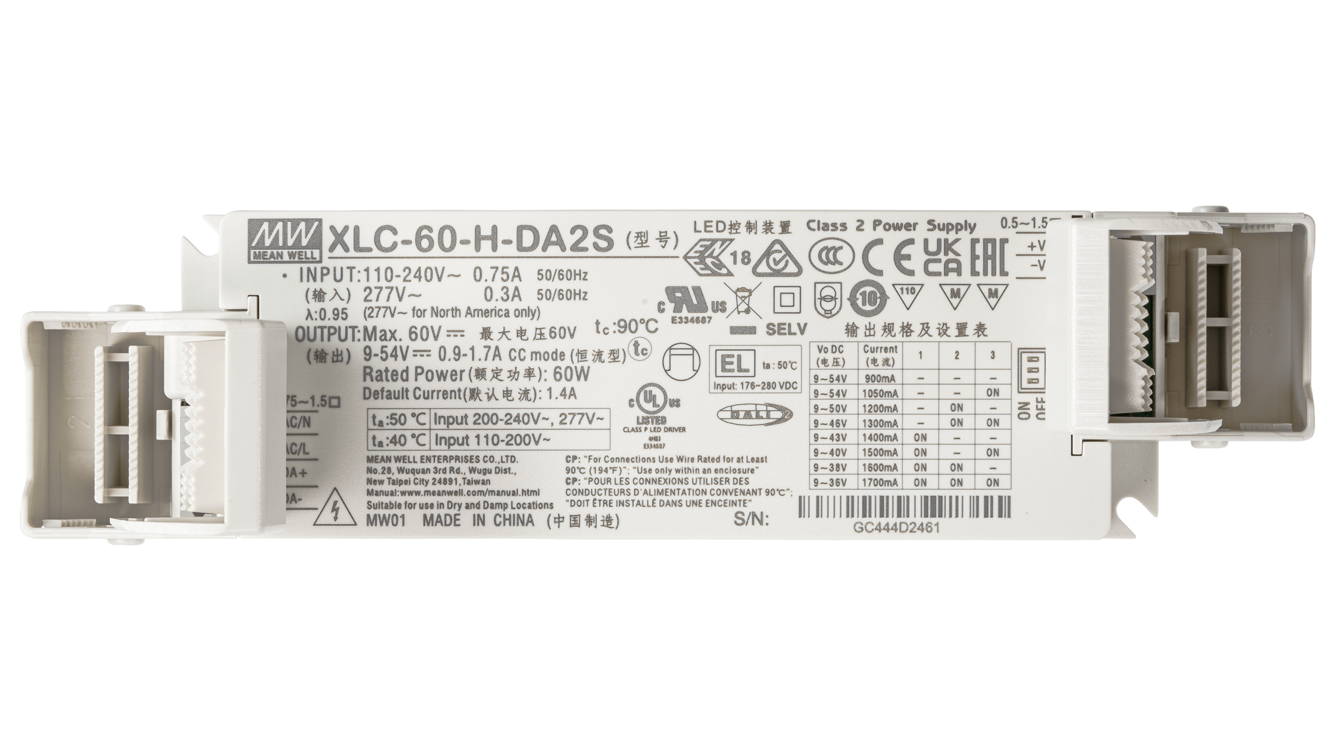 60W LED Betriebsgerät 900mA bis 1700mA/9V...54V, DALI2, AC Push, Independent – Bild 3