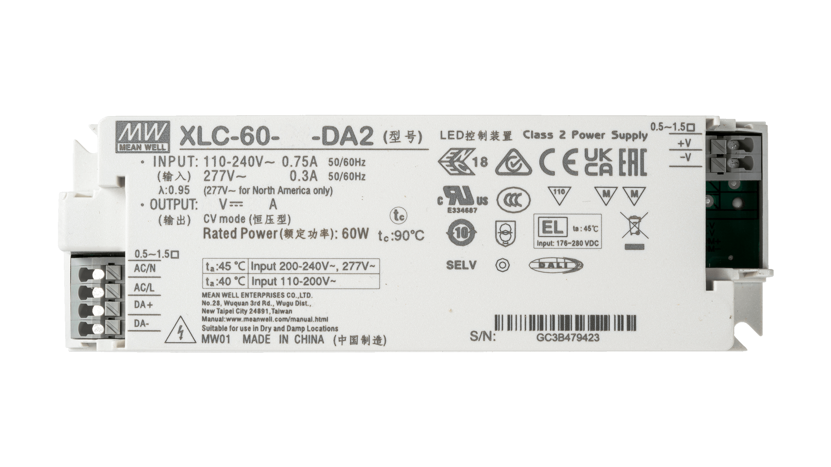 60W LED Betriebsgerät 24V/2.5A, DALI2, AC Push – Bild 2