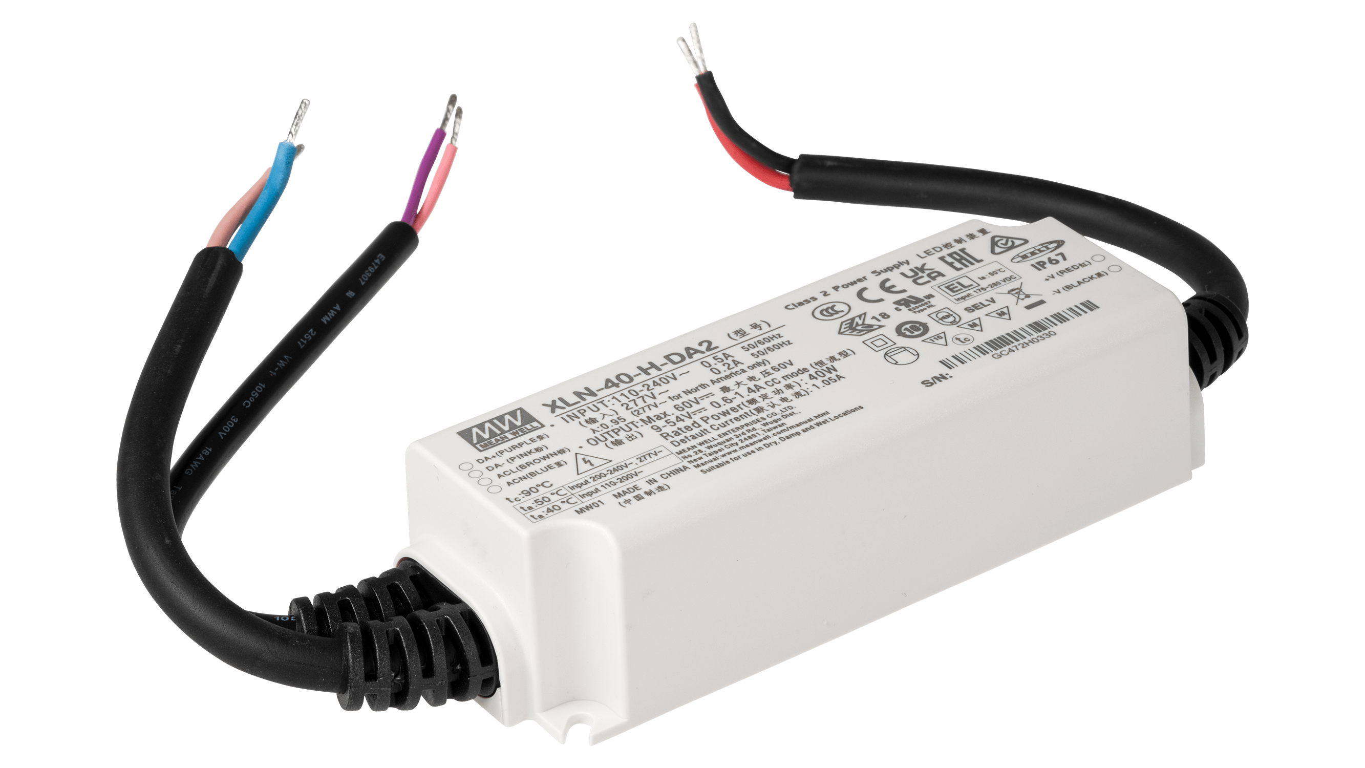 40W LED Betriebsgerät 600...1400mA/9V...54V, DALI2, AC Push, NFC