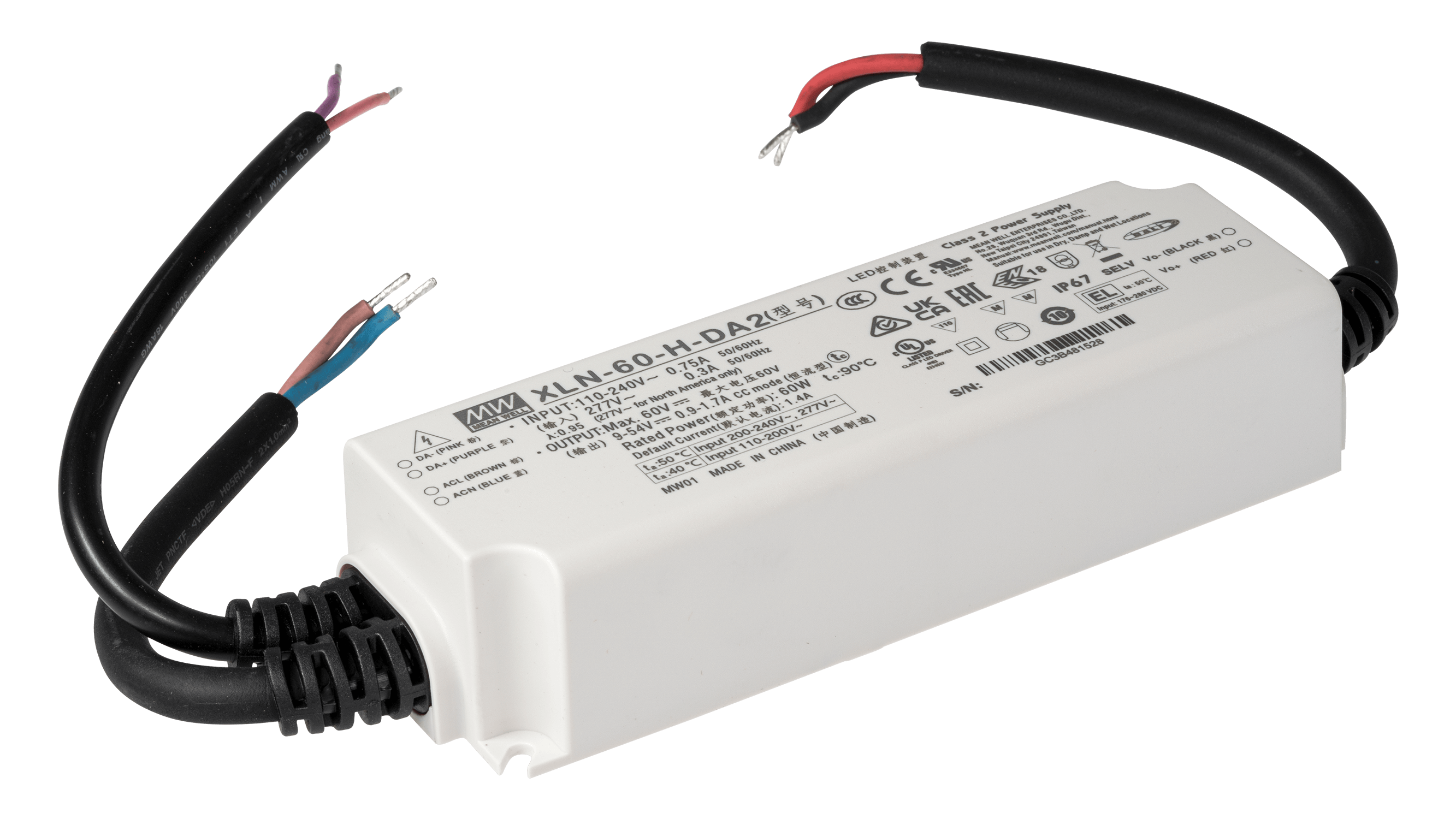 60W LED Betriebsgerät 900...1700mA/9V...54V, DALI2, AC Push, NFC
