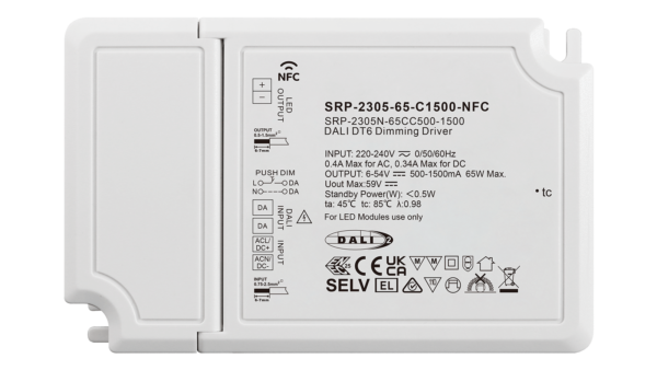 65W DALI2 DT6, AC-PUSH, Konstantstrom LED Treiber, 500-1500mA, NFC – Bild 4