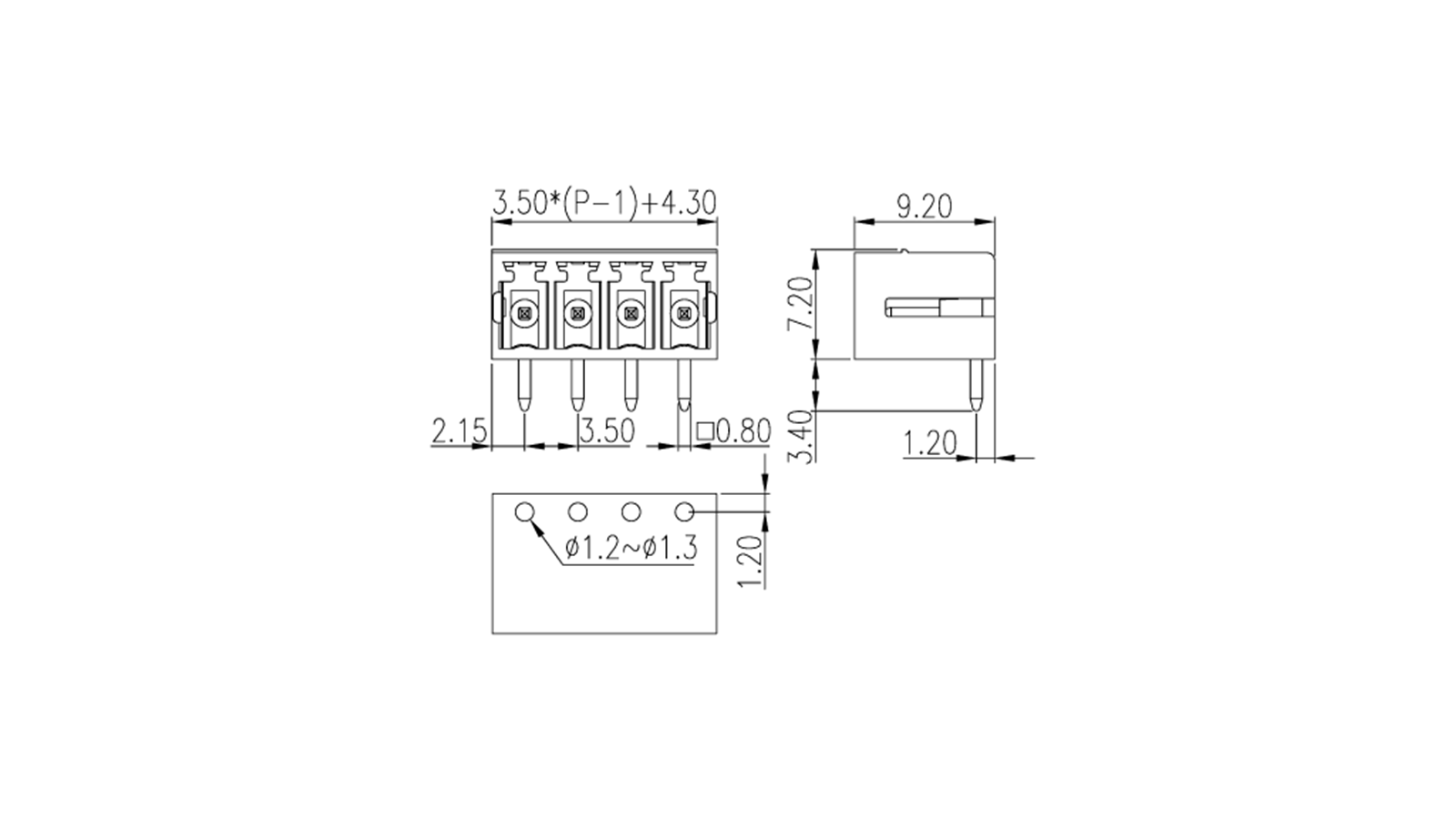 PCB Leiterplatten-Anschlussbuchse ECH350R-xxP – Bild 2