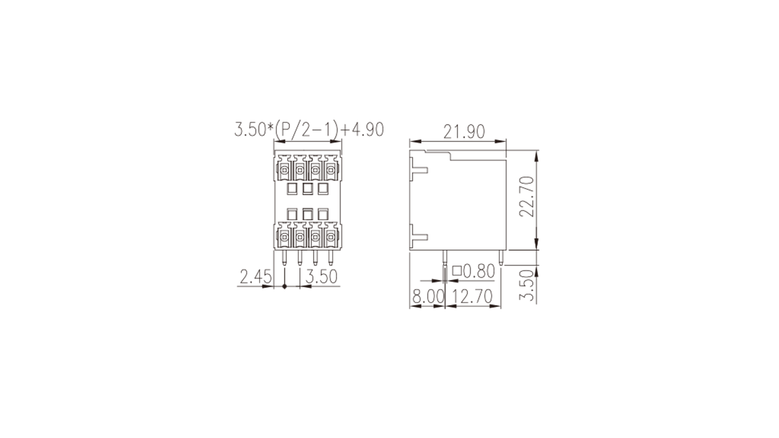 PCB Leiterplatten-Anschlussbuchse ECHB350R-xxP – Bild 2
