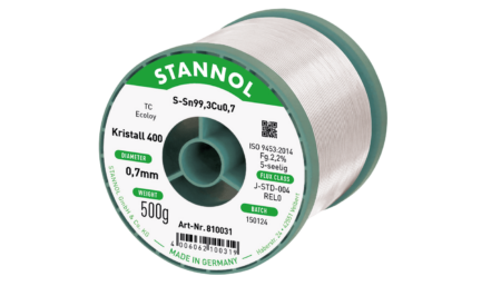 Solder wire Kristall 400, Sn99,3Cu0,7 - TC, RE L0, 0.7mm, 500g