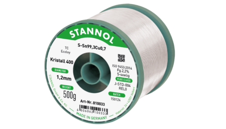 Solder wire Kristall 400, Sn99,3Cu0,7 - TC, RE L0, 1.2mm, 500g