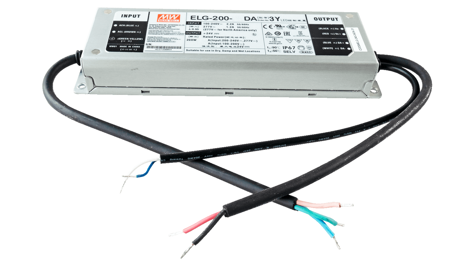 192W LED Treiber CV+CC 12V/16A, DALI