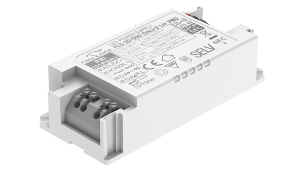 20W LED Treiber Konstantstrom 80 bis 500mA, 2.5 bis 49Vdc, DALI2, AC Push, NFC