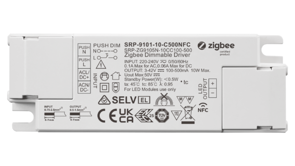 10W ZigBee 3.0, AC-PUSH LED TREIBER CC 100-500mA mit NFC