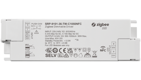 36W ZigBee 3.0, AC-PUSH, Tunable White LED TREIBER CC 350-1050mA mit NFC