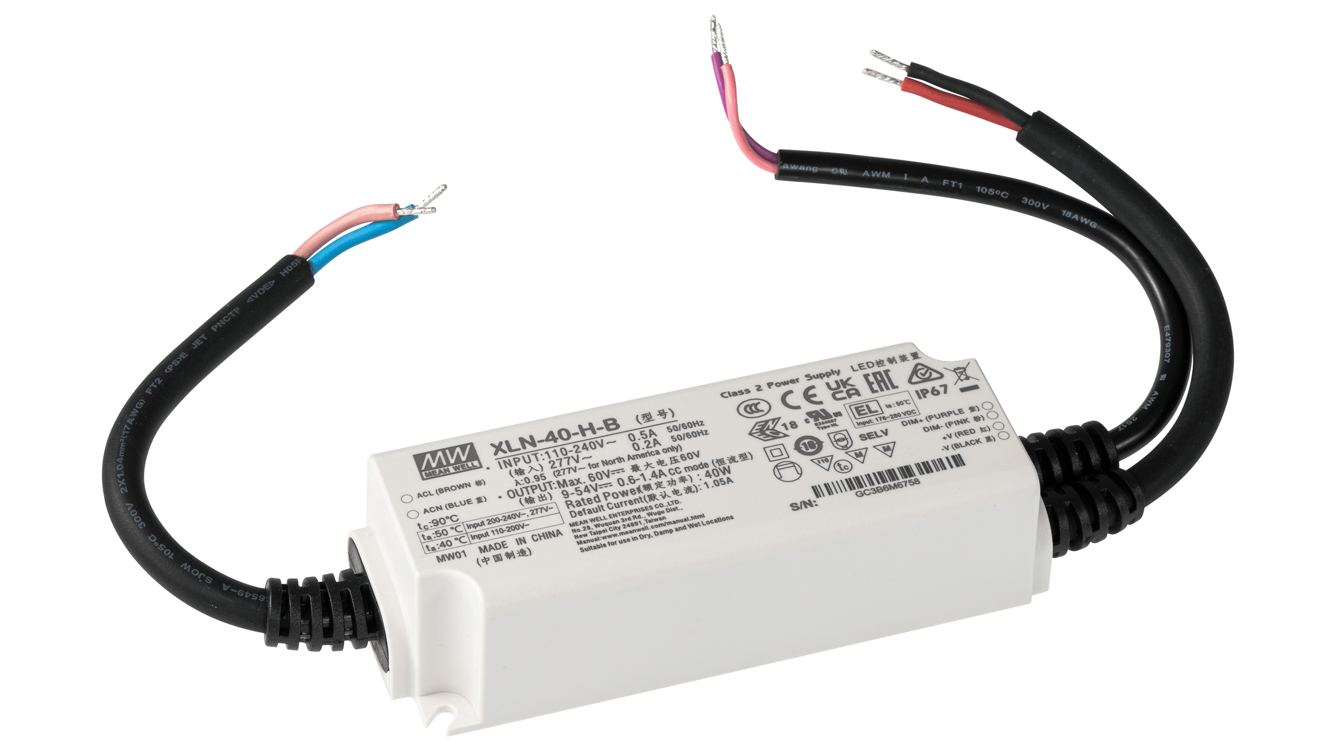 40W LED Betriebsgerät 600...1400mA/9V...54V, 3in1 dimming, NFC