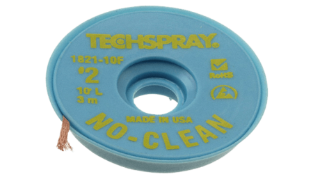 Techspray desoldering braid ESD, 1.4mm x 3m, flux-coated, no-clean