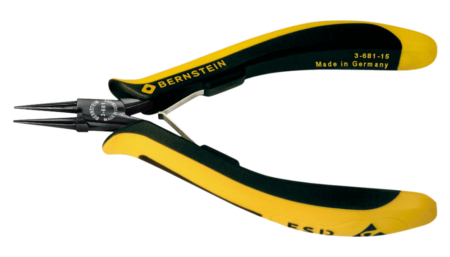 ESD round nose pliers EUROline dissipative 130 mm smooth gripping surfaces