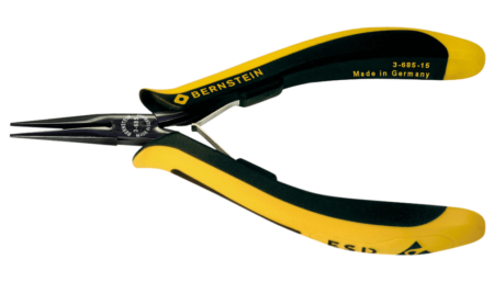 ESD needle nose pliers EUROline dissipative 140 mm smooth gripping surfaces