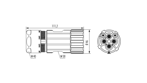 Gehäuse M40 Leistung Kabelsteckverbinder 2 + 3 + PE – Bild 2