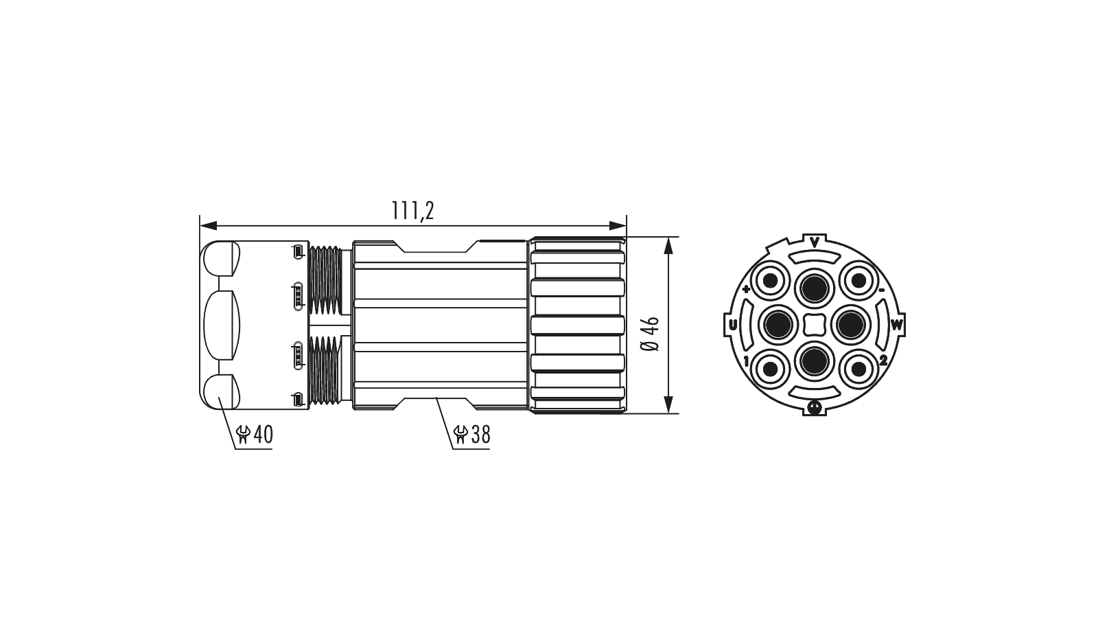 Gehäuse M40 Leistung Kabelsteckverbinder 4 + 3 + PE – Bild 2