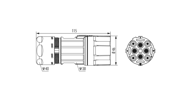 Gehäuse M40 Leistung Kabelsteckverbinder TWILOCK-S 4 + 3 + PE – Bild 2