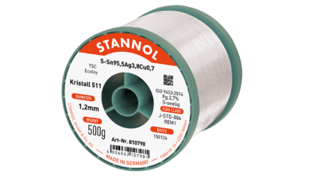 Solder wire crystal 511, Sn95,5Ag3,8Cu0,7 - TSC, RE M1, 1.2mm, 500g