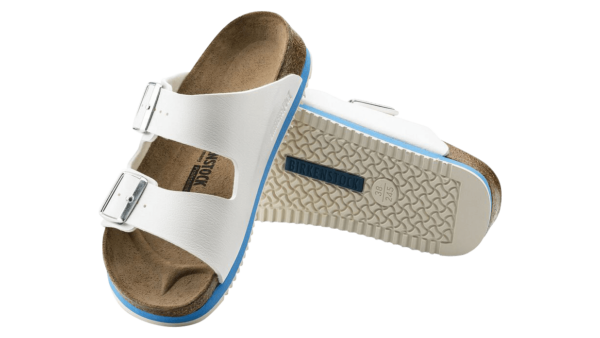 Sandalen "Arizona Super Grip Birkenstock", weiss/blau – Bild 2