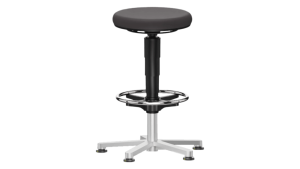 ESD Hocker 3 mit Gleiter und Fussring, Sitzhöhe 560 - 830 mm, schwarz
