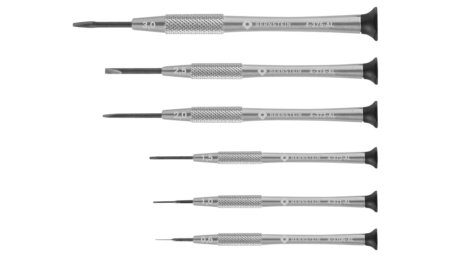 Watchmaker's screwdriver set, 6 pieces, slotted, 0.6 / 1.0 / 1.5 / 2.0 / 2.5 / 3.0 mm