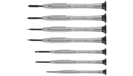 Watchmaker's screwdriver set, 7 pieces, slotted and Phillips