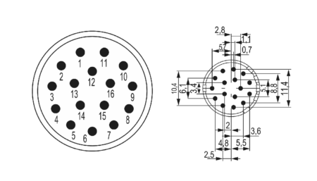 M23 Signal Insert de contact 16 pôles (w), insert à souder